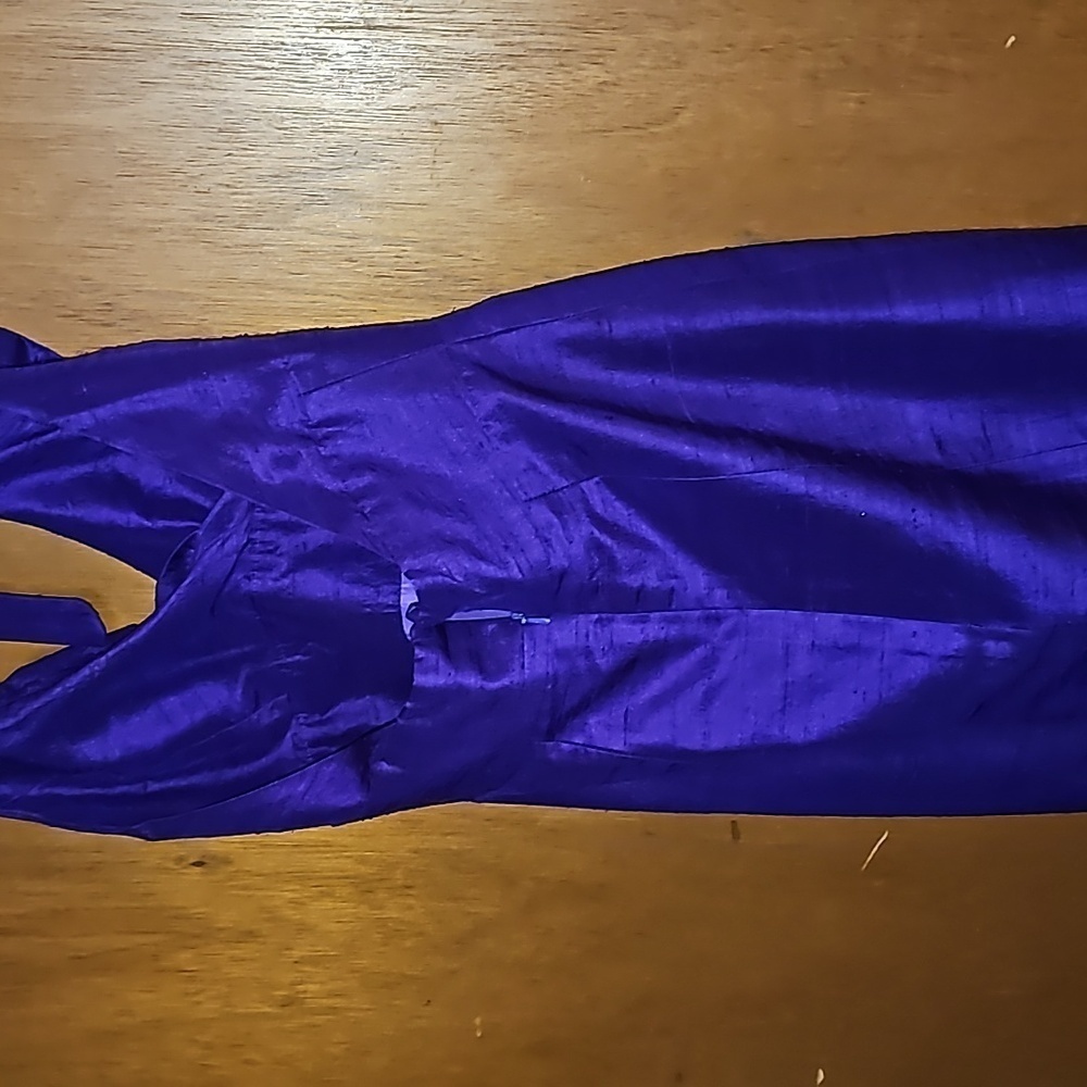 LulaKate Women's Silk Front Ruffled Purple Semi-formal Dress - Picture 4 of 7